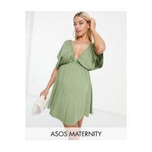 ASOS Maternity Olive Green V-Neck Beach Cover Up/Dress